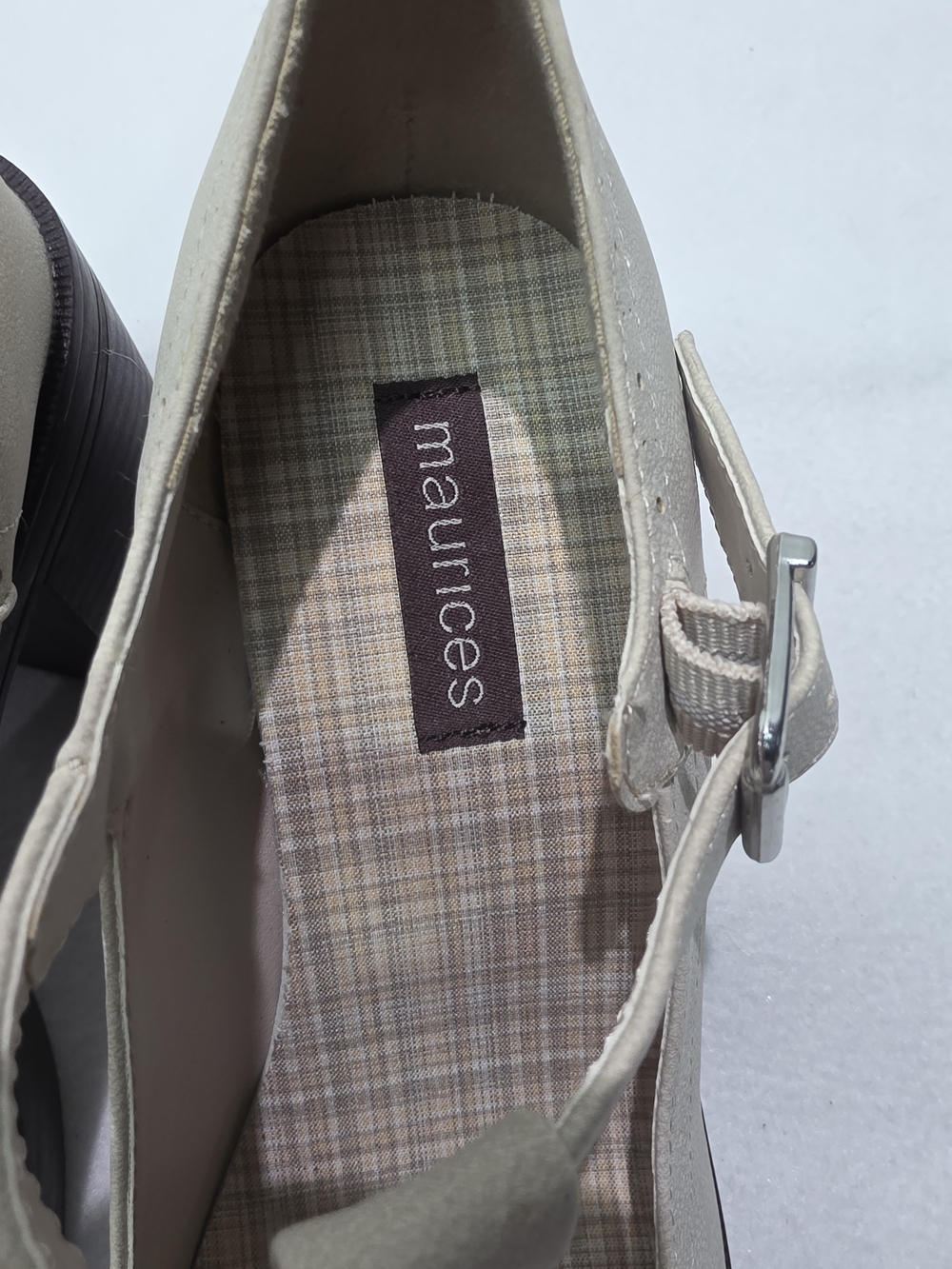 Maurices Cream T-Strap Chunky Heel Pumps - Picture 6 of 9